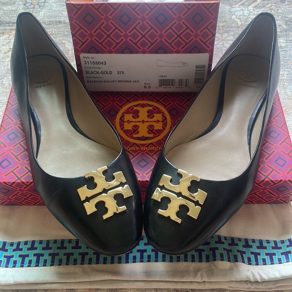 Tory Burch Raleigh Ballet Black Gold (8.5)